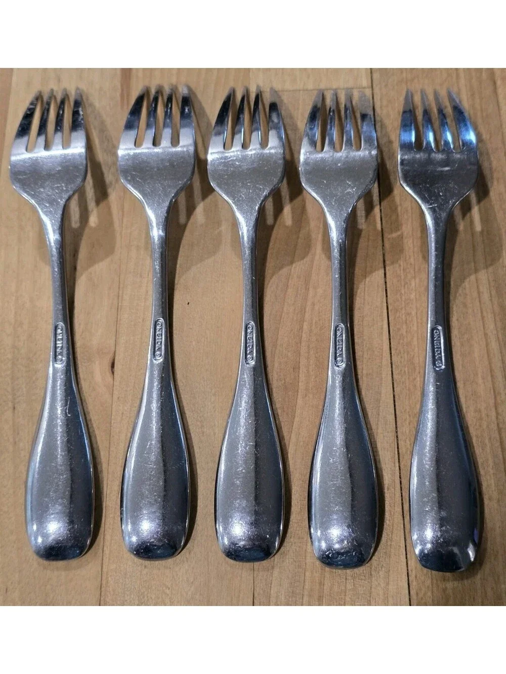 Oneida Voss Salad Forks 18/0 Glossy Stainless Flatware Lot Of 5